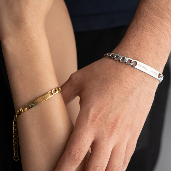 Personalized Couple Engraved Bracelet Set