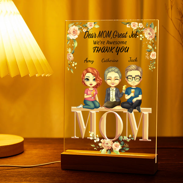 Personalized 3D LED Light Wooden Base - Mother's Day, Loving Gift For Mom, Mother, Mommy, Mum front design