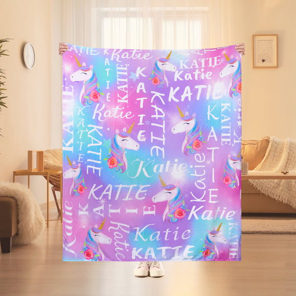Personalized Unicorn Blanket - Name Blanket