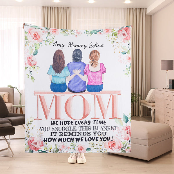 Personalized  Blanket for mother's day gift floral design with backgrounds design