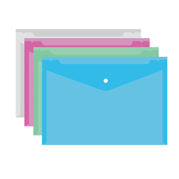 Hedgeink 20 X A4 Document Wallet Plastic Stud Paper Storage Coloured Folders Filing Office