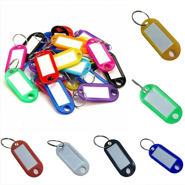 Memoriatt 100 x Assorted Key Tags Key Ring Plastic FOB Label Name Car ID Tag Mixed Identity
